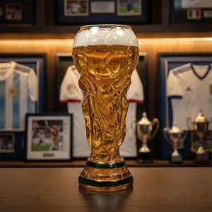 World Cup 2026 Football Beer Mug, Trophy Shape Drinking Cup, Perfect for Party Viewing, Celebrate, High-Quality Soccer Merchandise Gift