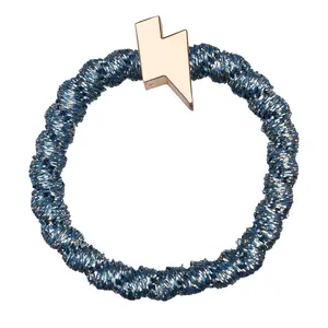 Gold Lightning Bolt Charm - Midnight Blue hair tie