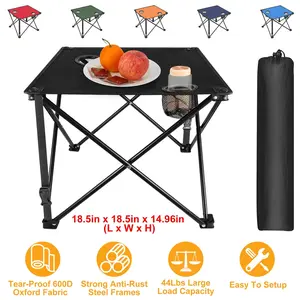Compact Lightweight Portable Camping Table with Cup Holders and Carry Bag - Perfect for Picnics and Travel
