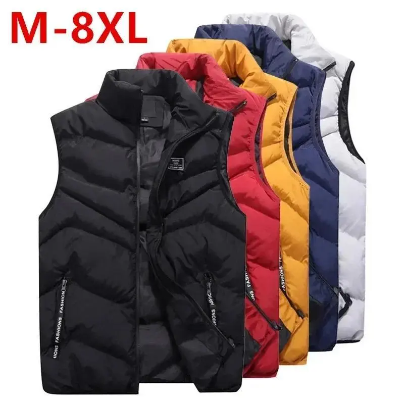8XL 7XL Plus size vest  Men Jacket Sleeveless Vests Winter Jackets man Casual Coats Men's Vest Cotton Thicken Waistcoat