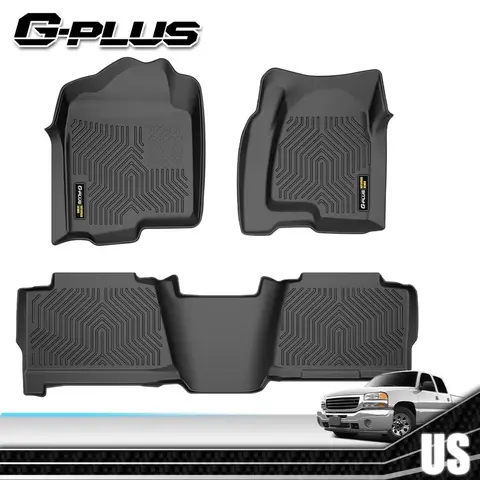 G-PLUS Upgraded TPE Floor Mats for 99-24 Chevy Silverado GMC Sierra Crew Cab, All Weather Protection, Salt-Ready Floors, Front & Rear Anti-Slip Waterproof Liners, Easy-to-Clean Truck Accessories, Stuff for Truck, Car Accessories Interior