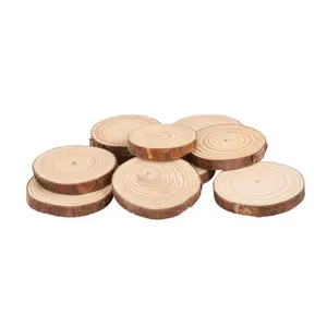 10PCS Natural Tree Round Wood Log Slice For Wedding Centerpiece Bark Table Decor
