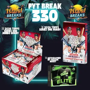 Island Breaks: PYT BREAK 330! 1x 2026 Topps Series One Baseball Jumbo Hobby Box , 1x 2026 Topps Series 1 Baseball Hobby Box & 1x 2025 Hit Parade Autographed Baseball Jersey Elite Series 8 Hobby Box! MLB CARD BREAK!