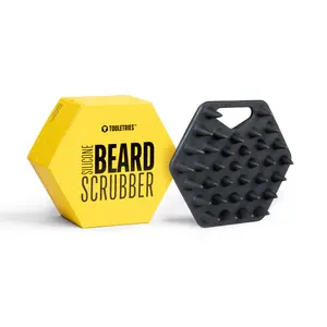TOOLETRIES Beard Scrubber - Silicone Beard Brush & Exfoliator for Men, Deep Cleans & Unclogs Pores, Ergonomic Handle Design, Removes Beardruff - Charcoal