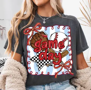 Baseball Game Day Shirt, Coquette Bow Baseball Mama Sweatshirt, Sports Mom Tee, Trendy Mother's Day Gift