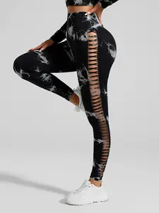 2 Pack Tie-dye Hollow High-waist Butt-lifting Women's Fitness Pants, Women's Tie Dye Cutout Tights Workout Yoga Leggings # SkinBarrier # Athleisure # EverydayWear # Workwear #  SustainableFashion # PreppyStyle # VintageArmani # ComfyWear # Streetwear # Mi