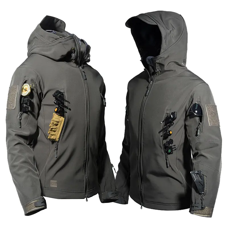 Men's Tactical Jacket - 7 Pockets, Water-Resistant Fleece-Lined Softshell, Adjustable Cuffs, Combat/Military Theme Techwear, Outdoor Fashion Quiet Utility Lightweight for Hiking, Cold Weather