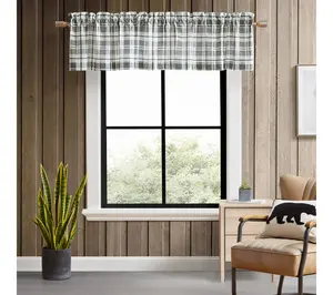 Eddie Bauer Fall Creek Plaid Grey 86x15 Window Valance