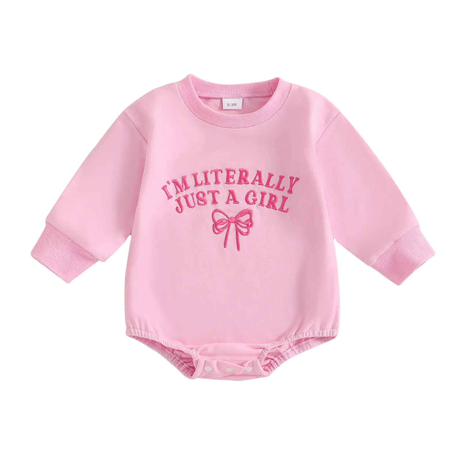 Baby Girls Sweatshirts Rompers Letter Bowknot Embroidered Round Neck Long Sleeve Fall Bodysuits Jumpsuits