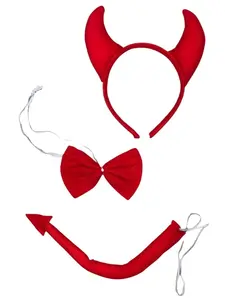 Red Devil Headband, Bow Tie,  & Tail, Kid or Adult Costume Accessories