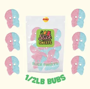 Bubs 1/2lb Sour Dizzy Skull Swedish Foamy Soft Candy Skulls Classic Nostalgic Treats Sweet Delight Sour Bubblegum Flavor