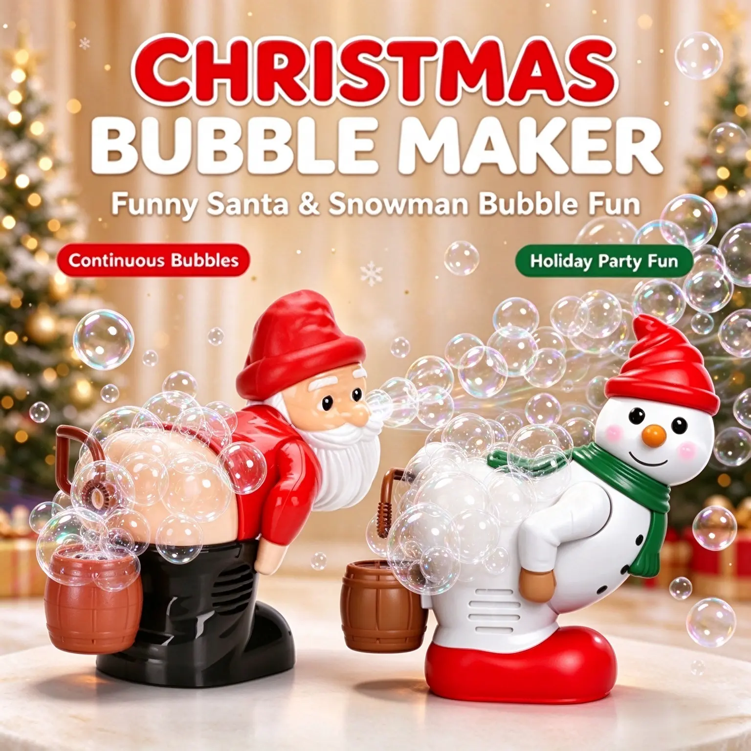 Santa Claus-Snowman Bubble Machine - Outdoor Bubble Gun with Funny Sound Effects, Cheerful Music, Kids' Gift, Christmas Prank Toy, Romantic Mood Setter，Birthday gifts, Christmas gifts