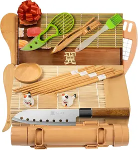 Alas Complete 20 Piece Sushi Making Set - Kit for Beginners & Pros with Knife, 2 Mats, Rice Bazooka and Dipping Plate