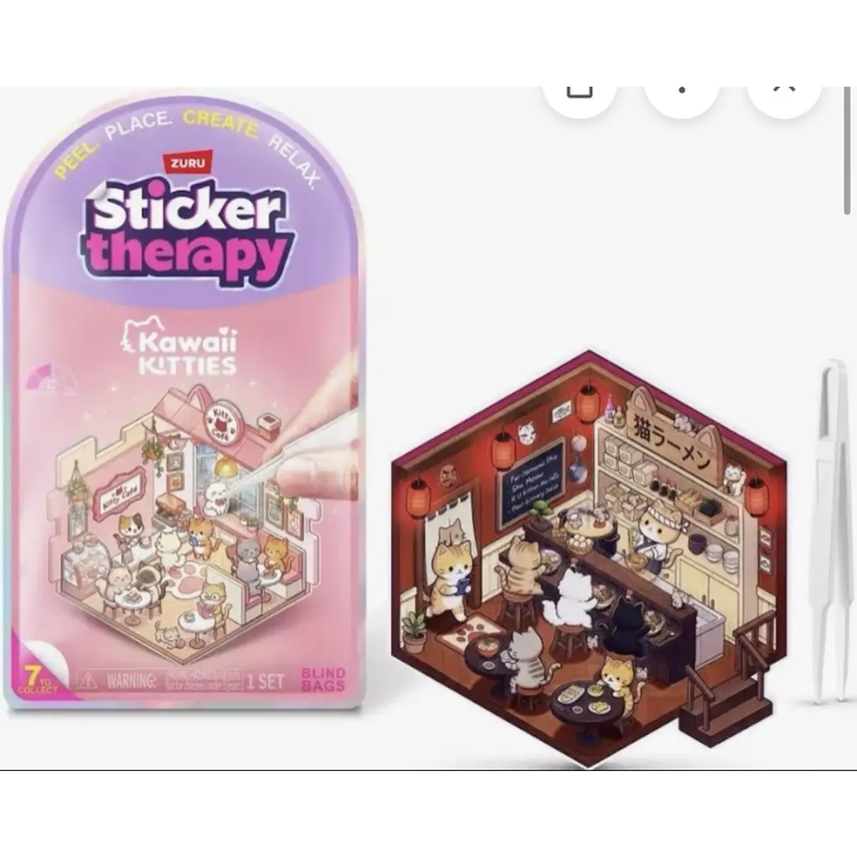 Sticker Therapy Kawaii Kitties Stress Relief Toy - Interactive Craft Kit for Relaxation and Fun