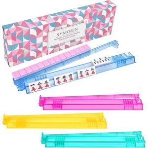 Mahjong Pushing Ruler Mahjong Sorting Ruler 18 inch Transparent Mahjong Plaque Ruler with Push Rod 2-in-1 Row Ruler