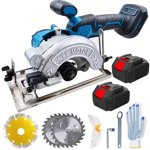 Brushless circular saw set -21V lithium battery, 6900 RPM. Includes dual battery, fast charger, 3 blades (wood/metal). 45° dual bevel, safe lock, rating. 15mm cut for 2.8 seconds. Lightweight, portable, dry Thanksgiving, Father's day Christmas gifts