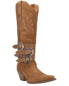 Dingo Women's Buck Wild Suede Tall Western Boot Round Toe - Di2380-Brown