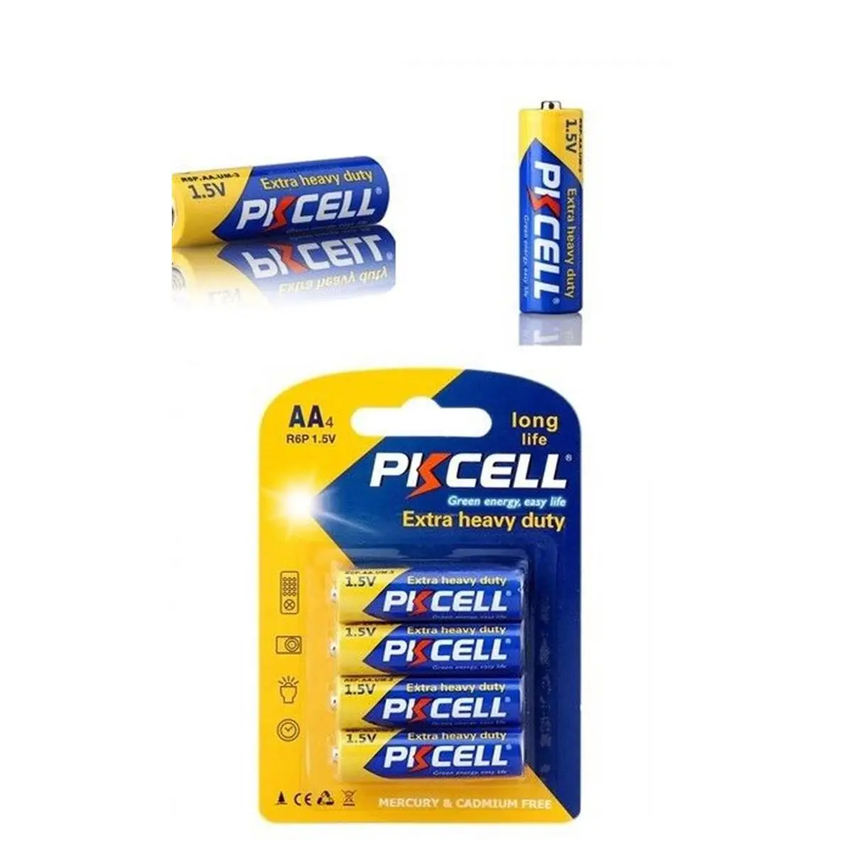 212 MAIN Heavy-Duty Zinc Carbon AA Batteries - 1.5V R6P Type, 4-Pack Non-Rechargeable Replacement Batteries for Remote, Outdoor Cycling Gear, Battery Aa