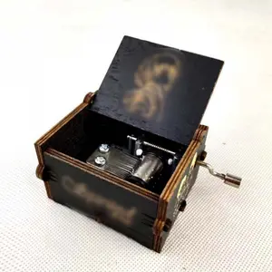 Wooden Music Box Decoration Vintage Carved and Painted Birthday Gift Music Box