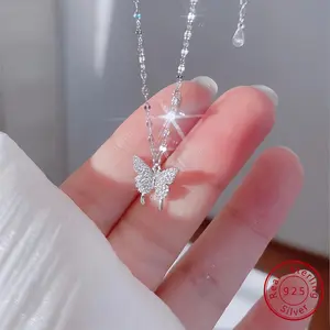 925 Sterling Silver Exquisite Butterfly Pendant Necklace - Hypoallergenic, Delicate Shiny Design, Elegant Style, Perfect Women's Gift for Any Occasion, Exquisite Women's Accessories