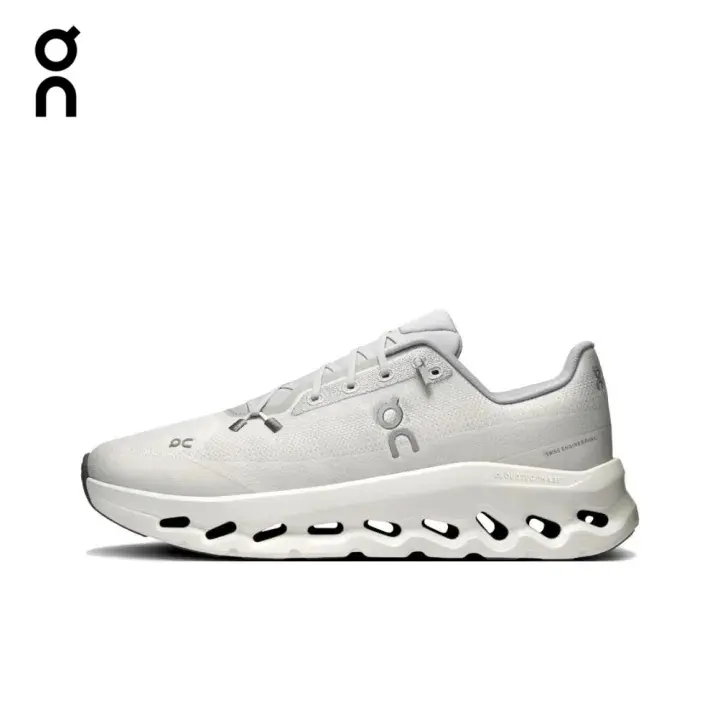 On Cloudmonster 2 White Sneakers, Men Clean White Max Cushion CloudTec Running Shoes