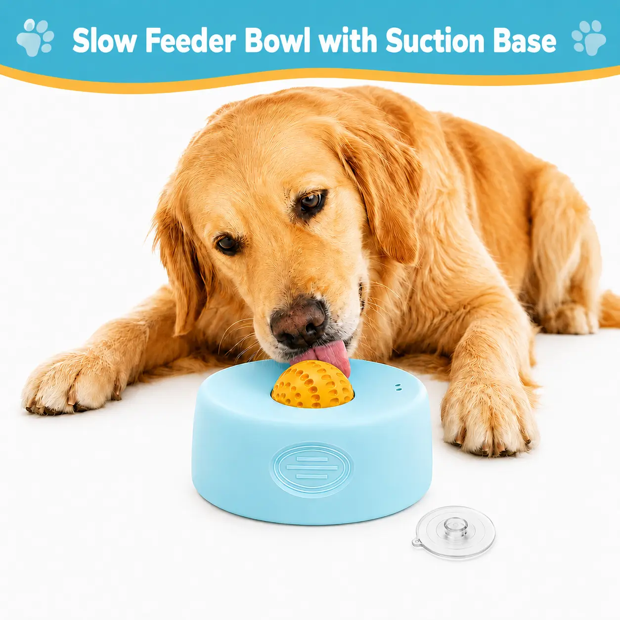 BeComfee Slow Feeder Dog Bowl for Liquid Treats, Built-in Rolling Ball No-Spill Dog Licking Bowl, 400ml Bone Broth & Yogurt Puppy Feeder with Suction Cup for Small Medium Dogs, Dietary Supplement Feeding low pets
