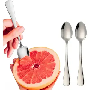 2 Pack Grapefruit Spoons Serrated Edge Stainless Steel Polished Finish Dishwasher Safe Citrus Fruit Spoons for Grapefruit Orange Kiwi