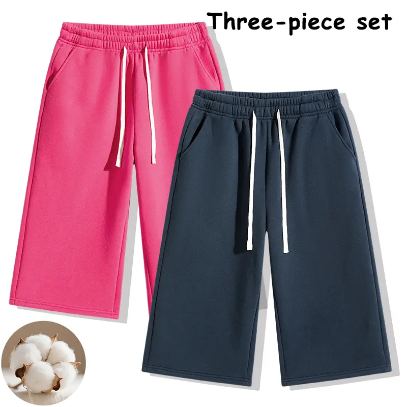2-Pack Men’s Cotton Cropped Sweat Shorts, 4 Colorways, Loose Fit, Drawstring & Pockets, Summer Casual Bottoms