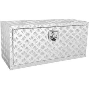 Underbody Truck Box 36"×14"×16" Aluminum Diamond Plate Storage Box For Pickups, Tool Box With Lock And Keys, Weatherproof Trailer Storage Box With T-Handle Latch, Rust Resistant Finish, Ideal For Truck Beds, Vans, Trailers