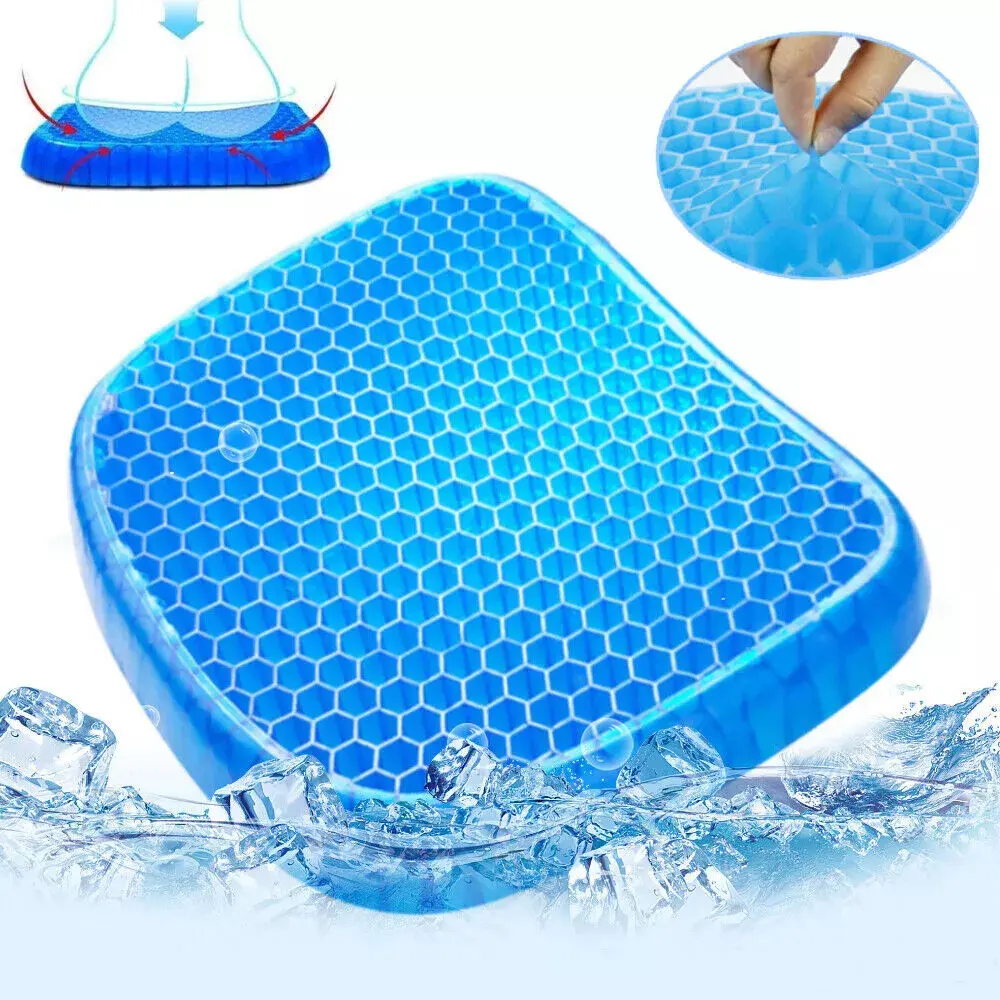 Cooling Honeycomb Gel Seat Cushion, Double Layer Breathable Ergonomic Thick Seat Pad with Removable Cloth Cover for Car, Office Chair, Wheelchair