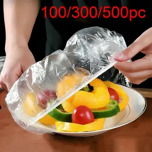 Transparent Disposable Plastic Food Grade Pe Film, Elastic Kitchen Storage Cover Kitchenware, Fits Bowls Plates Fruits Vegetables, Hygienic Seal
