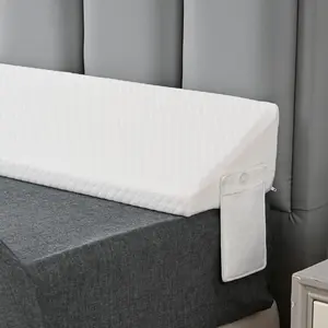 Twin Bed Wedge Pillow Headboard & Mattress Gap Filler 10x6x76in Dense Foam White with Pockets Prevents Pillow/Toy Drops Bed Accessories