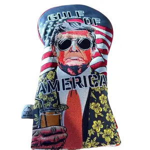 Trump Gulf of America Driver Cover with Patriotic Design and Floral Accents for Golf Enthusiasts
