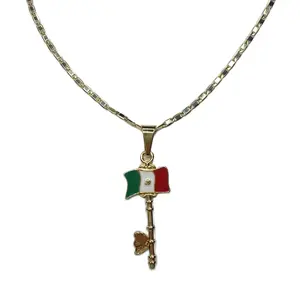 Mexican Flag Necklace 22”