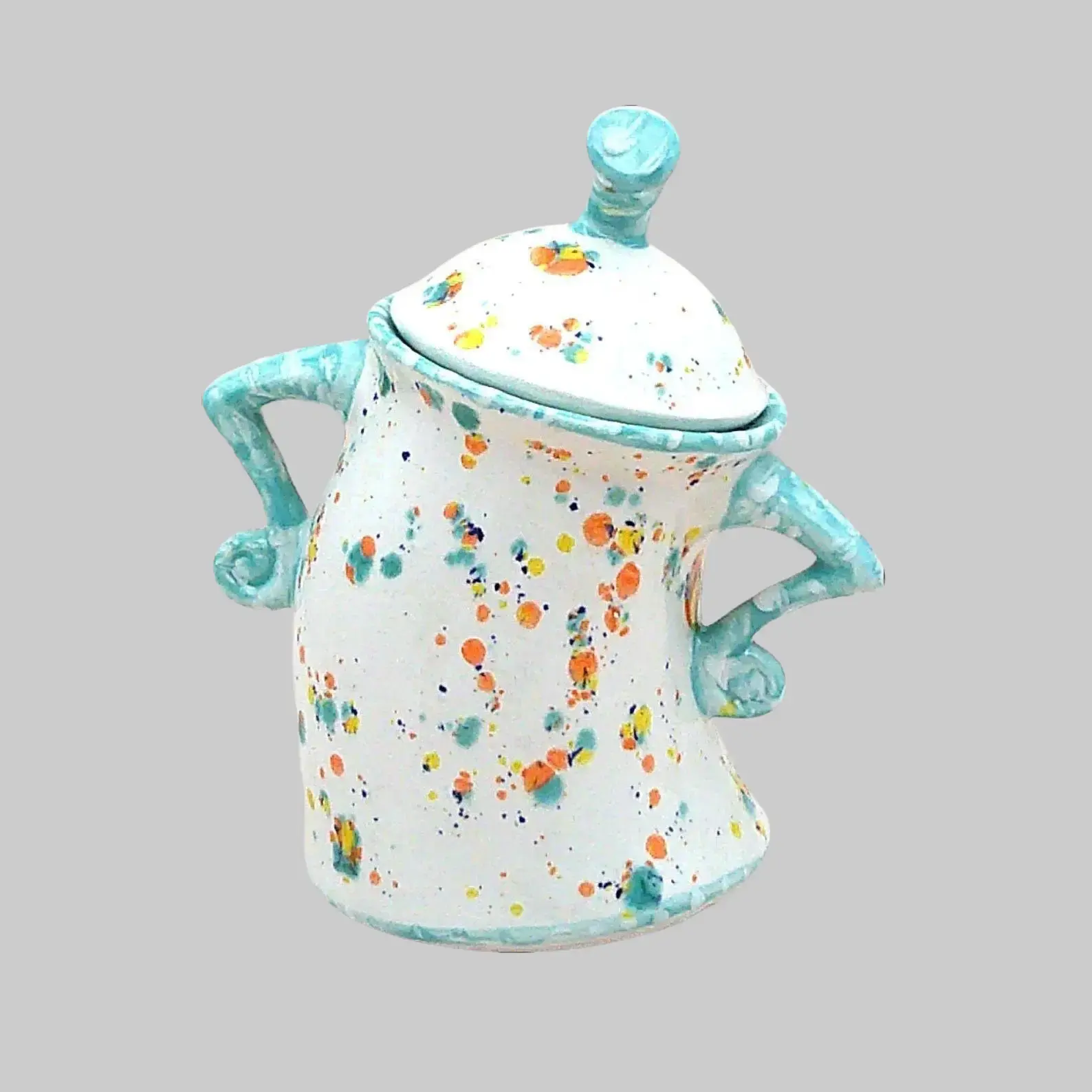 Retro Floral Pattern Handled Cup Jar With Lid, Glossy Decorative Figurine & Stylish Drinkware, Unique Home Tabletop Ornament, Funny Creative Gift For Home Decor Lovers