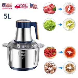 500W Electric Food Vege Chopper Food Processor Kitchen Meat Grinder Mixer 5L US