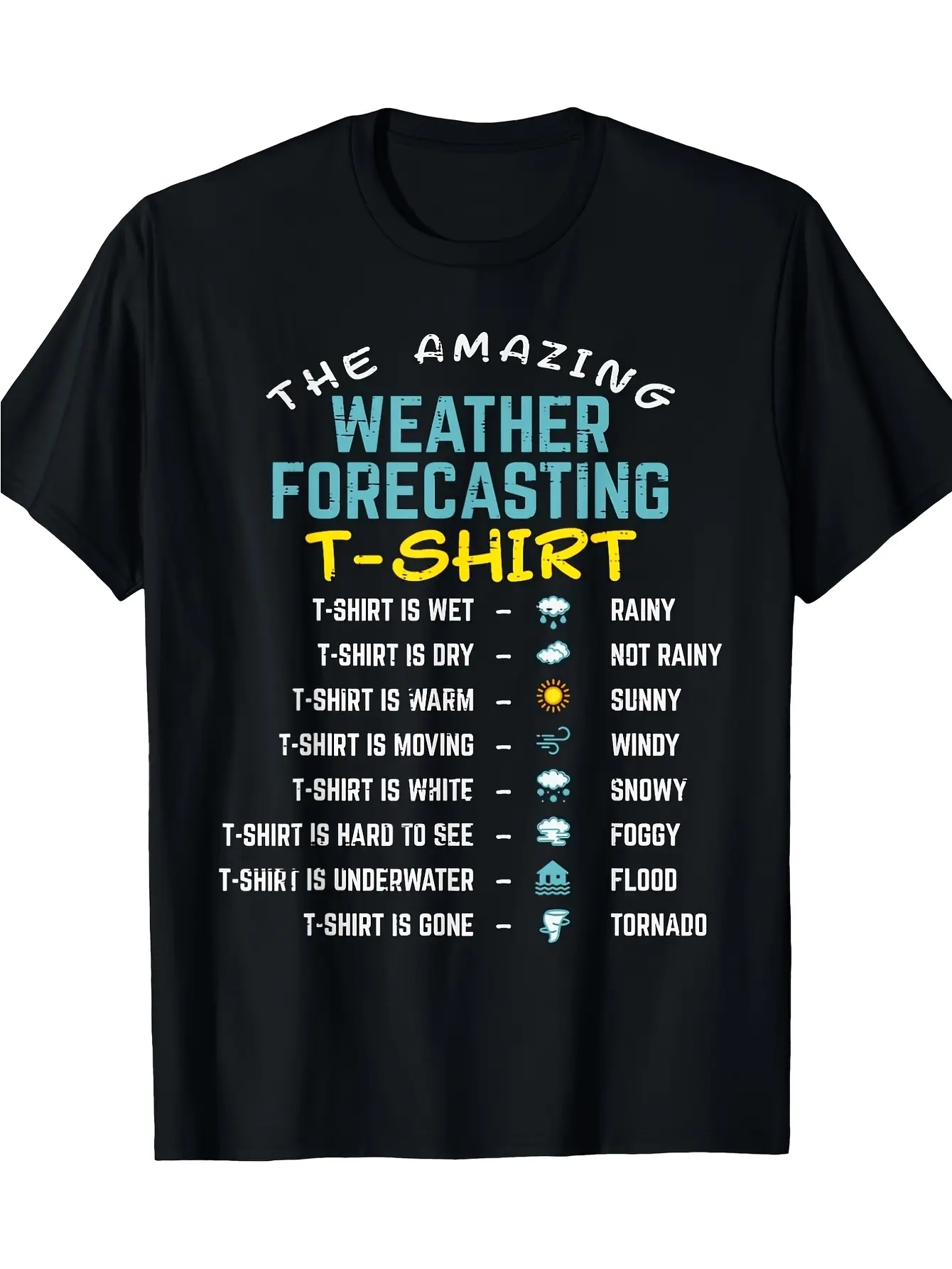 Funny Meteorologist Weather Forecasting T-Shirt - unisex soft cotton short sleeve t shirt, vintage graphic casual tee for men women teens, perfect birthday holiday gift for camping travel gym daily street  wear