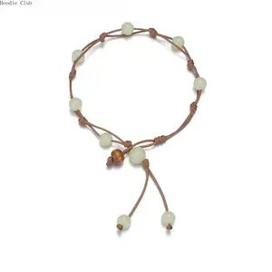 Glow in the Dark Beaded Anklet for Women, Waterproof Braided Wax Cord Adjustable Anklet Bracelet, Boho Style Foot Jewelry for Daily Wear, Beach, Travel & Summer Outfits, Lightweight Decorative Accessory for Casual Use