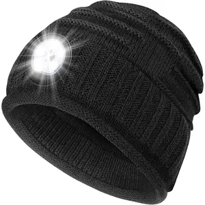 Mens Gifts Beanie Hat with Light: Stocking Stuffers n Men Rechargeable Cap LED Flashlight Winter Hats Gift Ideas for Dad