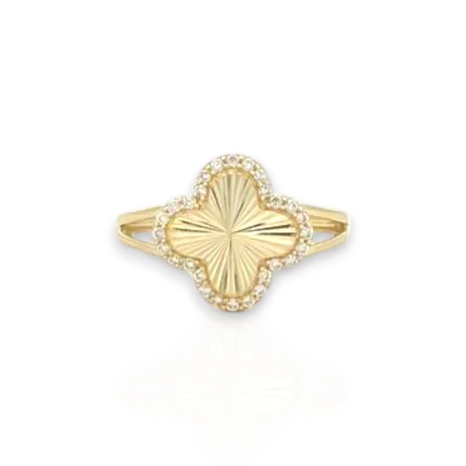 Clover CZ Ring - 10K Yellow Gold