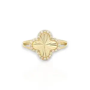 Clover CZ Ring - 10K Yellow Gold