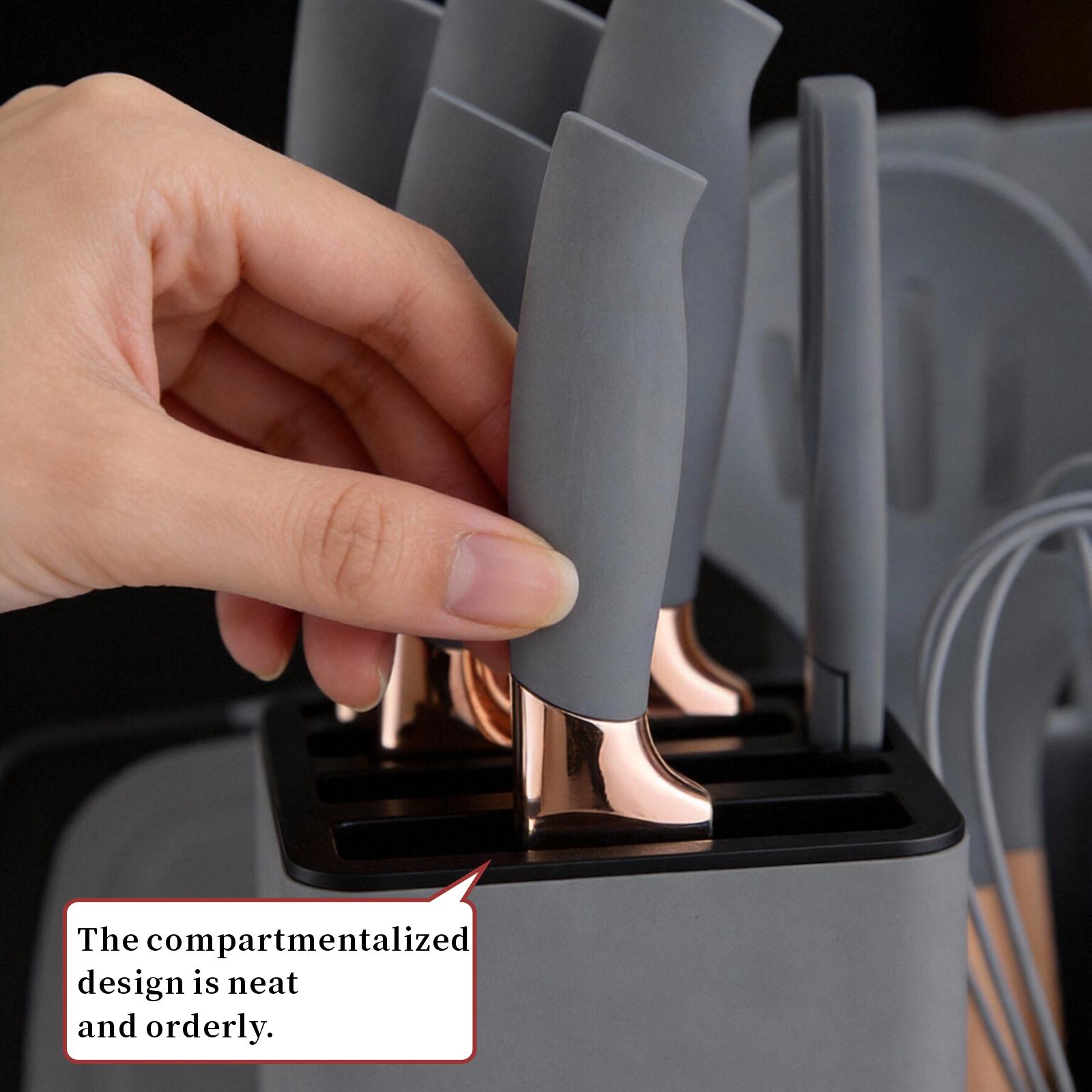 19-piece silicone kitchen utensil set, cooking tools with wooden handles, non-toxic, BPA-free, silicone spoon, rotating clamp, kitchen utensils, nonstick utensils with stand—an excellent choice for mothers, friends, or loved ones, kitchen soup ladle.