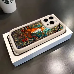 Phone Case - 1pc a Stained Glass Phone Case Featuring a Fox Design, Compatible with for Apple iPhone 17 E Air Pro ProMax iPhone16 15 14 Plus 13 12 Mini 11 X XS XR. It Is a Softshell That Is Shockproof And Has a Vintage, Exquisite Design