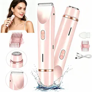 Electric Bikini Trimmerfor Women,Portable Electric Shaver and Razor Rechargeable 2-in-1 Bikini Shaver & Trimmer,Dual Heads for Body & Facial Hair Removal, Multifunctional Festival Gift summerwins