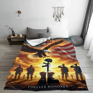 American Flag Eagle & Marine Corps Pattern Blanket, Soft Comfortable Throw Blanket, Bedding Supplies for Home Office Travel Camping, Cozy Chic Blanket air conditioner blanket