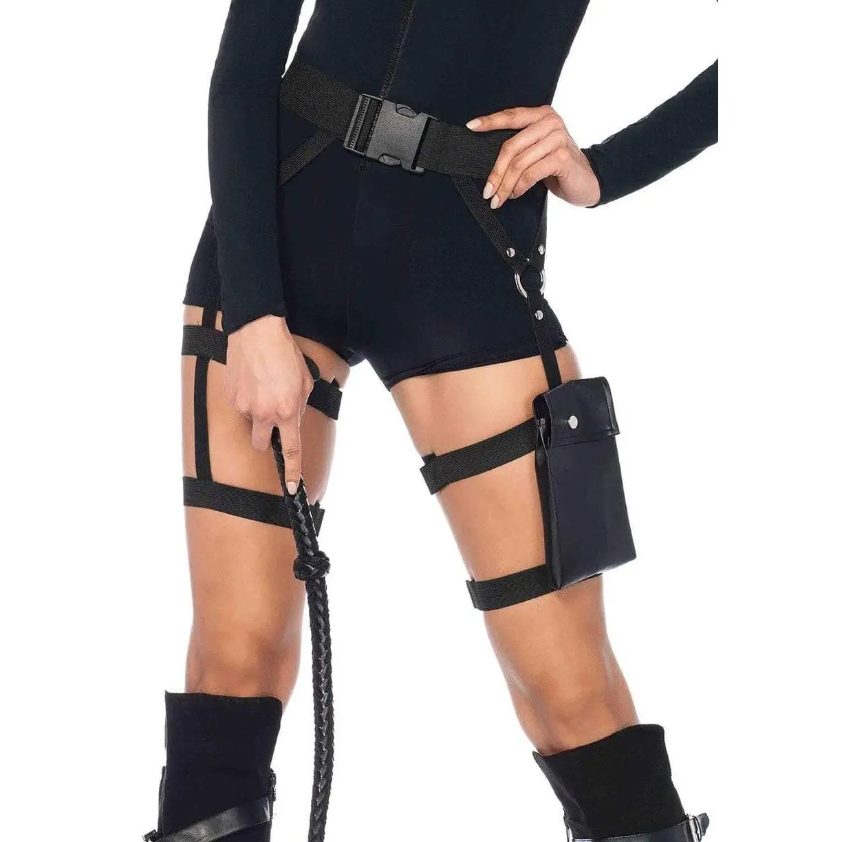 Women's Lingerie Multi-Strap Adjustable Stretchy Garter Utility Belt with Pocket, Festival Accessory