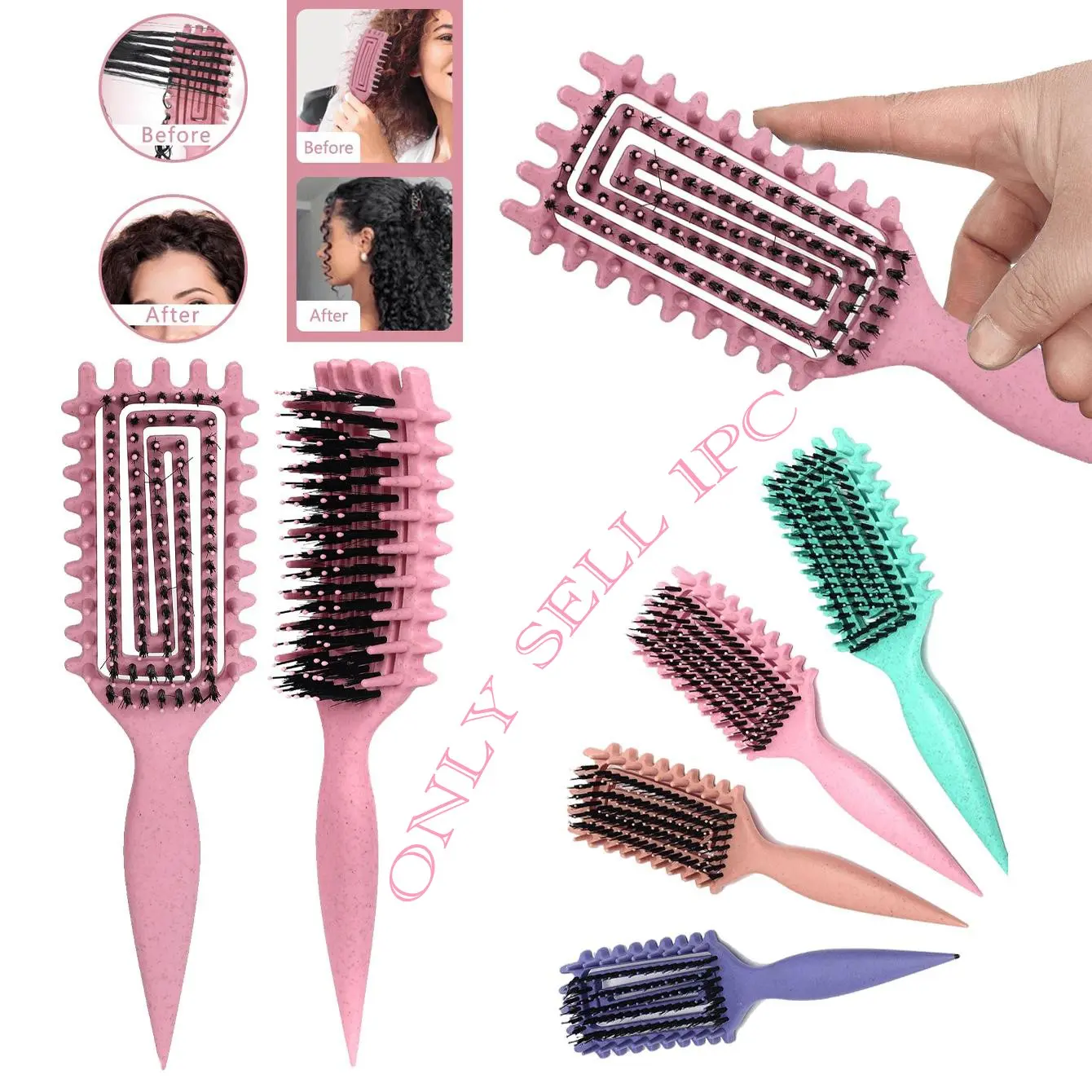 Curl Defining Styling Volumizing Brush – Effortless Curling and Frizz Control Comb for Curly Hair, Enhances Shape and Volume for Women’s Daily Hair Care, Hair Styling Combs, Define Curl Brush, Hair Brushes, Brush Styling Tool