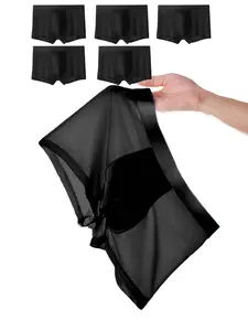 Men's Ice Silk Underwear 5 Pack, Classic Comfortable Loose Fit Flat Front Panties, Stylish Durable Casual Home Wear
