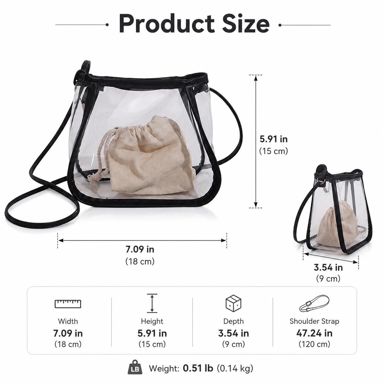 Trendy Transparent Tote Bag for Women, 2-in-1 Clear Bucket Bag with Inner Pouch, Elegant Top-Handle Handbag, Fashionable See-Through Shoulder Purse, Chic Western-Style Casual Purse, Versatile Sophisticated Aesthetic Beach Gift for Her Girls