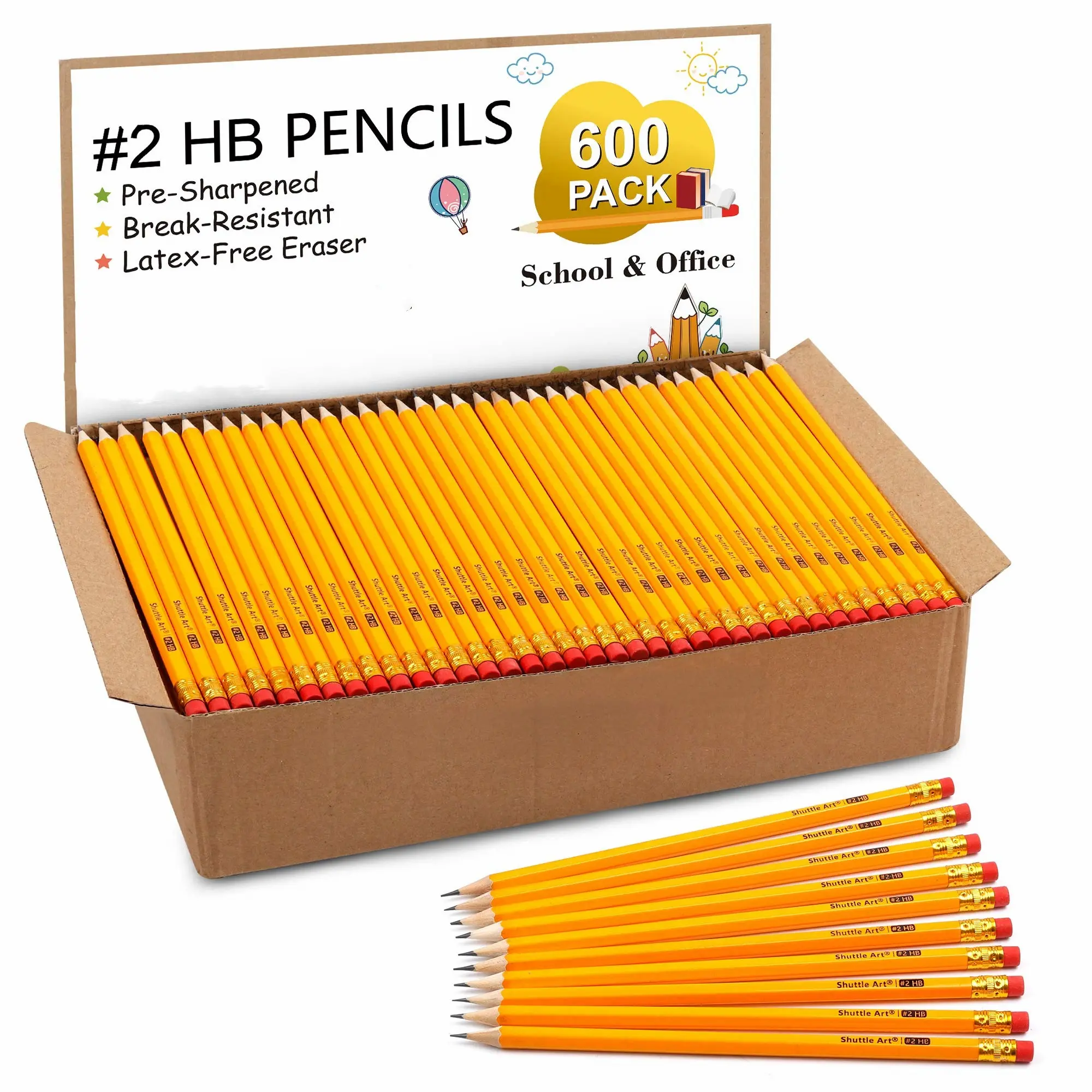 Best Selling 2024School Supplies 2 HB Pencils, Pack of 600 Sharpened Yellow Pencils with Eraser, Bulk Graphite Pencils  Teacher Supplies, Writing, Painting and Sketching